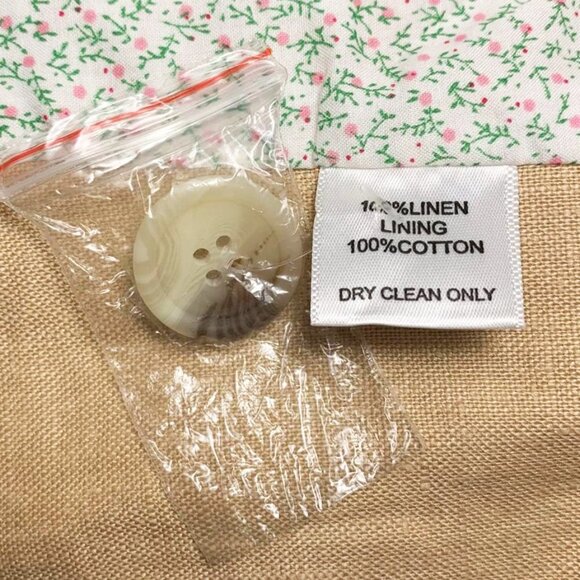 GIBSON Single Button Wheat Linen Blazer with Ruched Sleeves - Picture 8 of 8